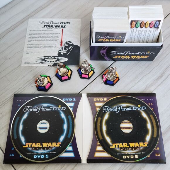 Trivial Pursuit Star Wars DVD Saga Edition 2005 Toys R Us Exclusive Tin COA - Picture 7 of 12